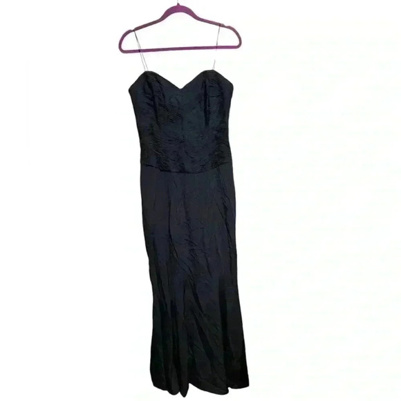 Assar pleated 100% silk navy gown size 12 maxi evening formal dress - Picture 1 of 6